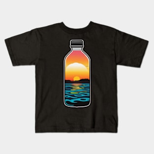 "Twilight Serenity: Bottled Beauty in Sunset Hues" Kids T-Shirt